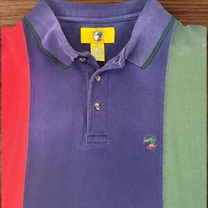 Vintage Duck Head Mens XL Polo Shirt Color Block Red Blue Green‎ Golf Casual